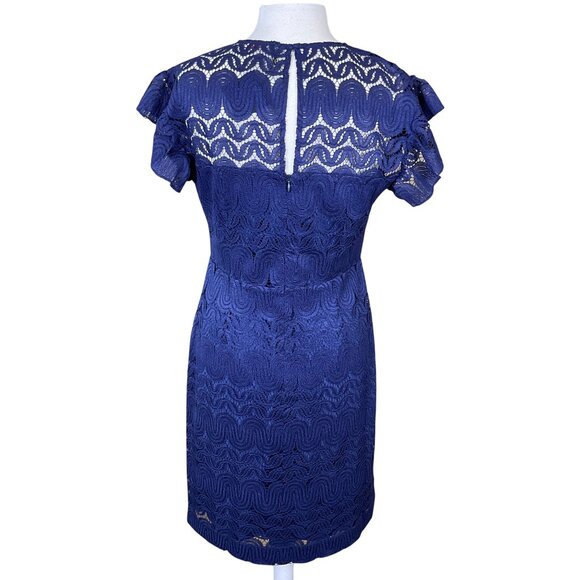 Trina Turk Mai Tai Navy Lace Flutter Sleeve Mini Dress Size 10 NWT - Picture 5 of 9